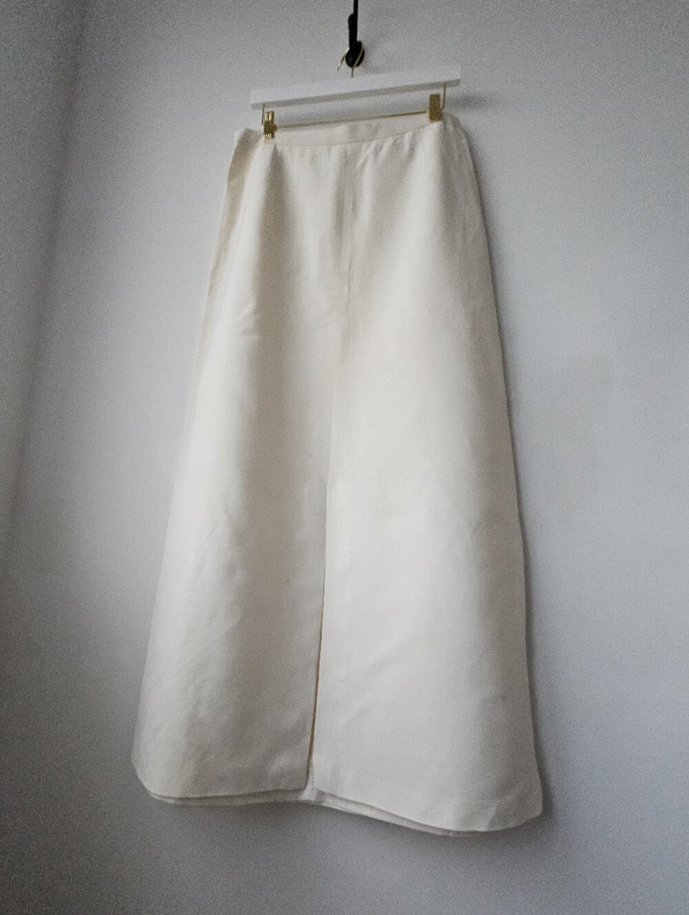 Oscar Di La Renta Vtg. Cream High Waist Long Lined Middle Slit Linen Blend Skirt